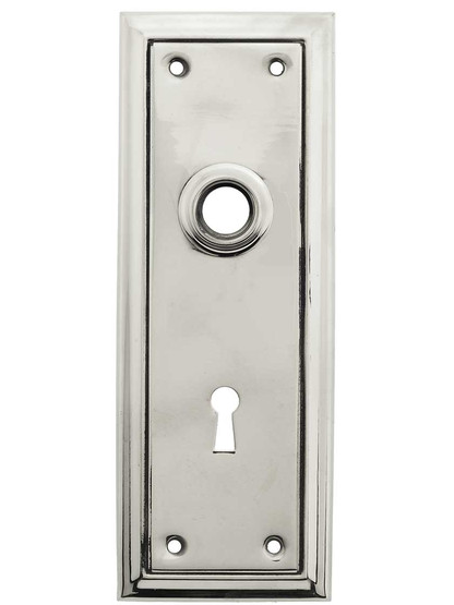 Granby Stamped Brass Back Plate with Keyhole in Polished Nickel.